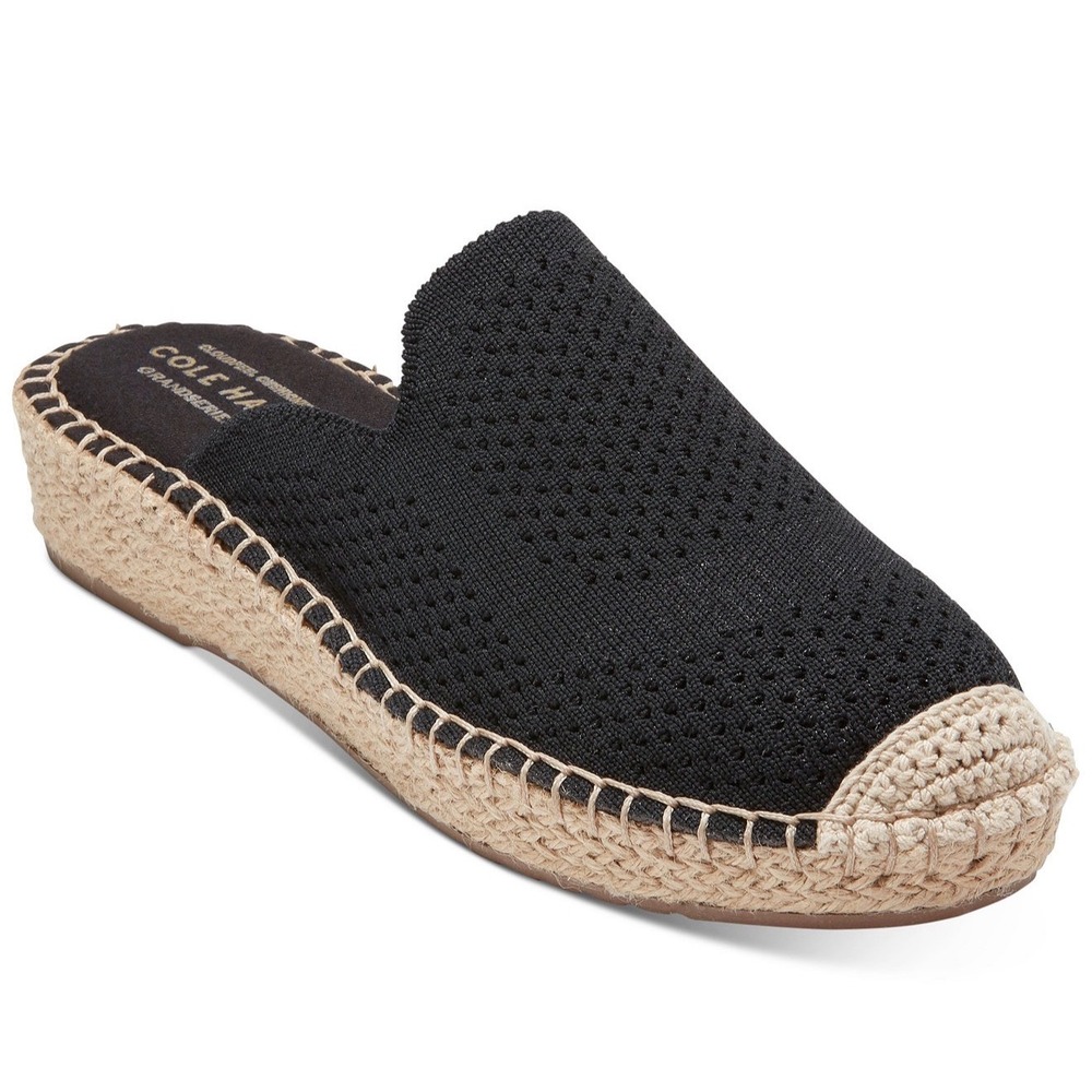Cole Haan Cloudfeel Cushioning Grandseries‎ open back Black espadrilles Size 8.5